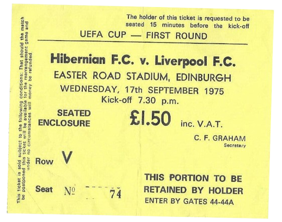Hibernian v Liverpool U.E.F.A.Cup Matchday Programme 1975 - Brickies